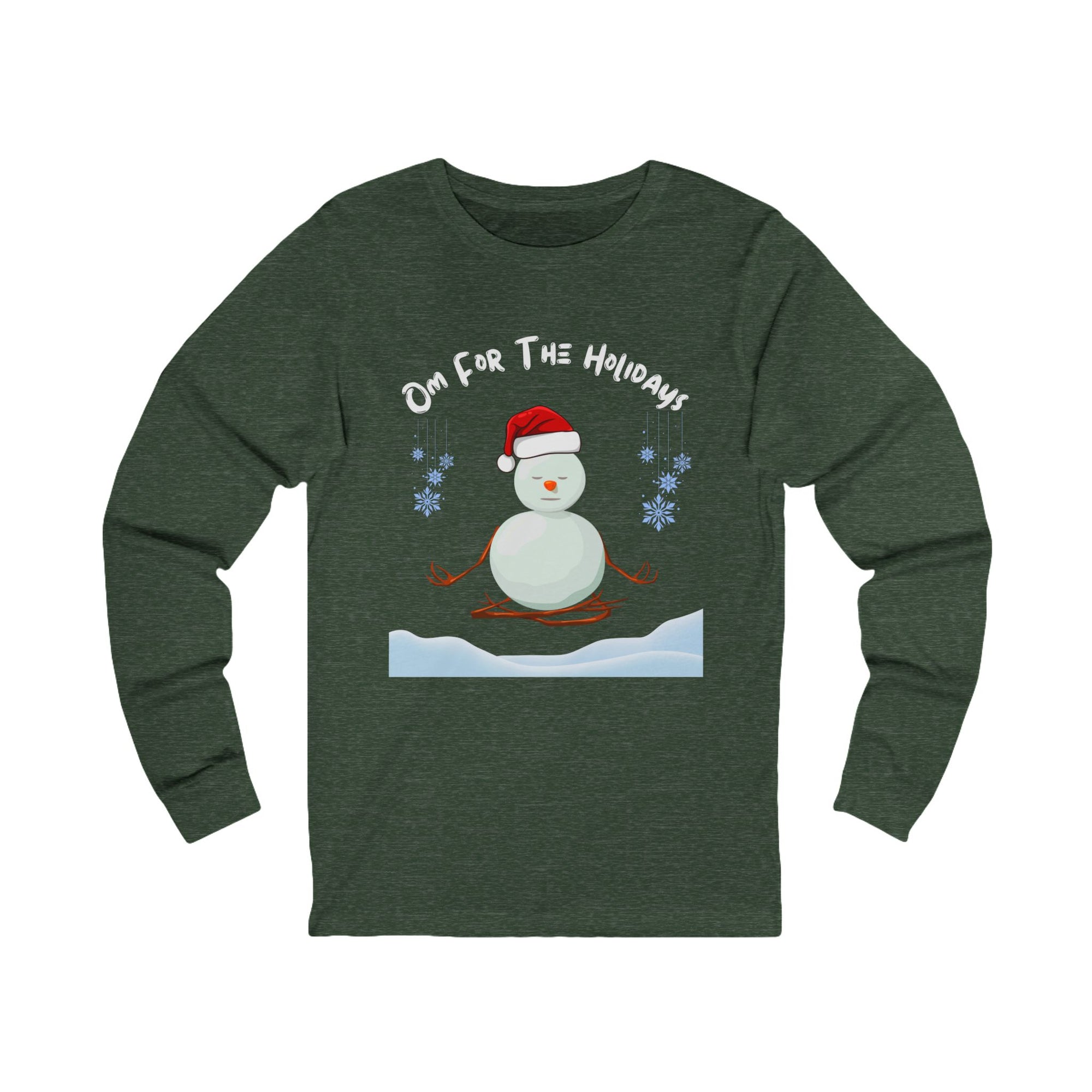 Festive Snowman Long Sleeve Tee - 'Om for the Holidays'