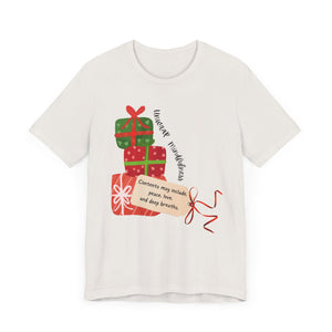 Festive Gift and Tag Tee - Contents may include peace, love and mindfulness.