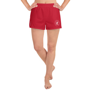 Om Emblem Women's Athletic Shorts in Vermillion Red
