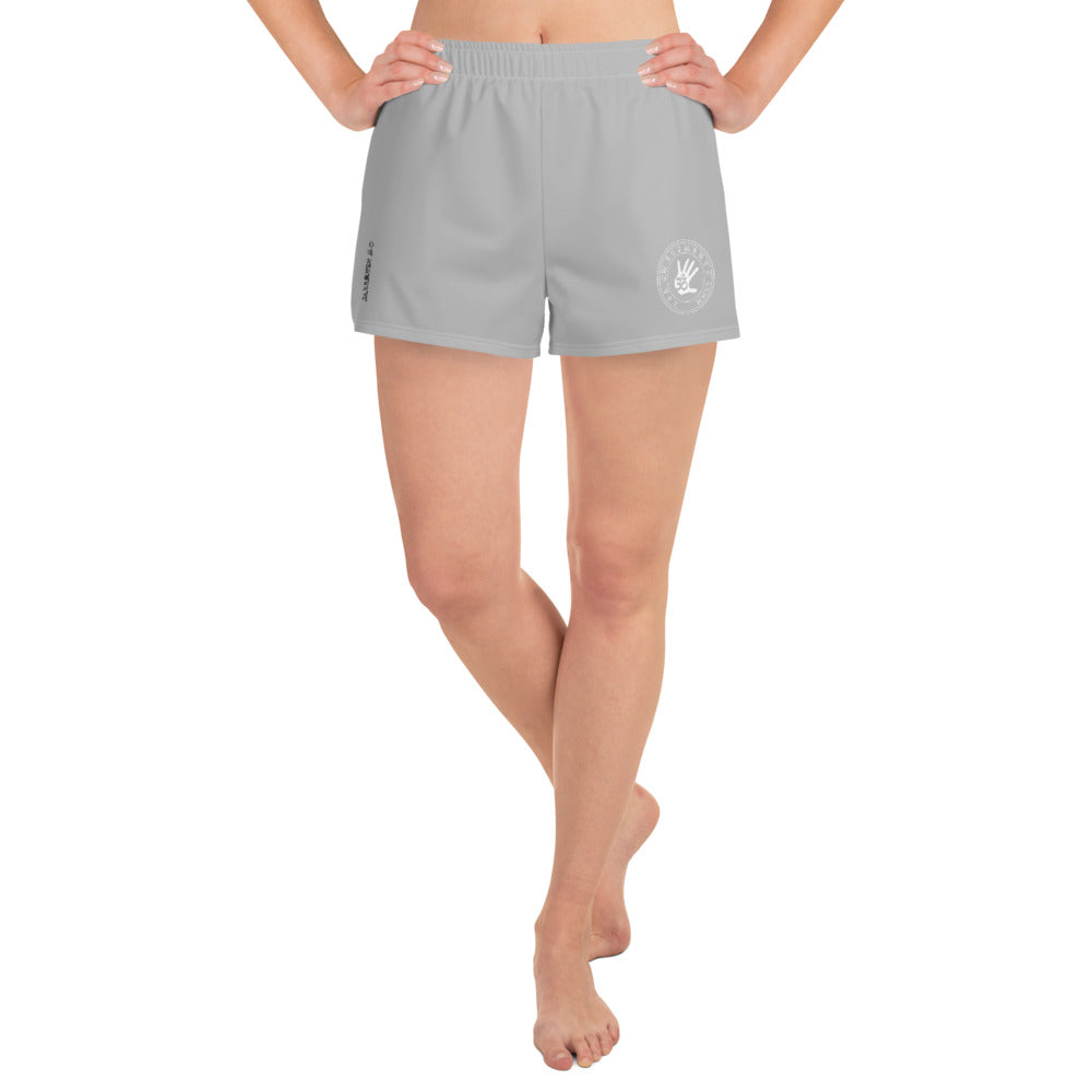 Om Emblem Women's Athletic Shorts in Urban Grey